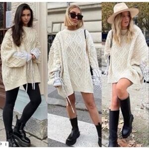 Storets Sadie Shirt Combo Knit Pullover in Cream Size S/M